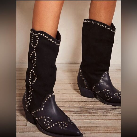 FREE PEOPLE Joelton Studded Western Boots - Picture 2 of 6